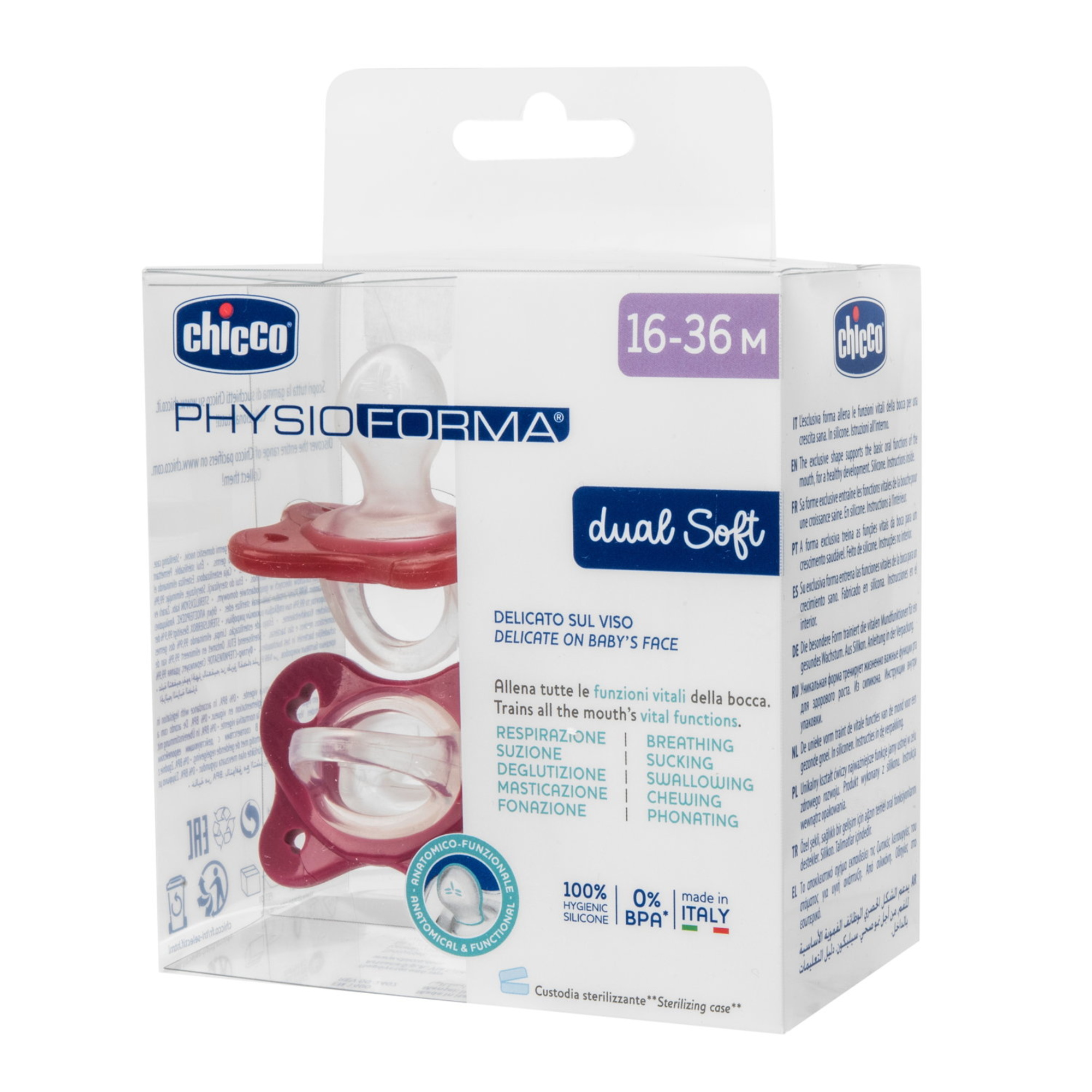 Chicco PhysioForma Dual Soft succhietto rosa 16-36m 2pz