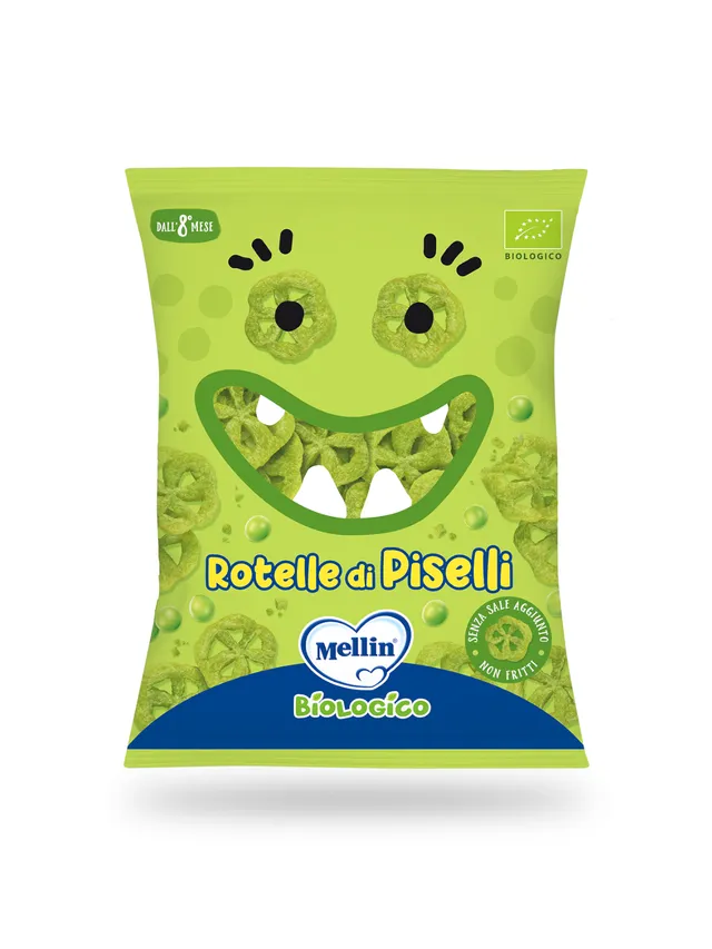 Mellin rotelle di piselli snack 15 g da 8 mesi bio