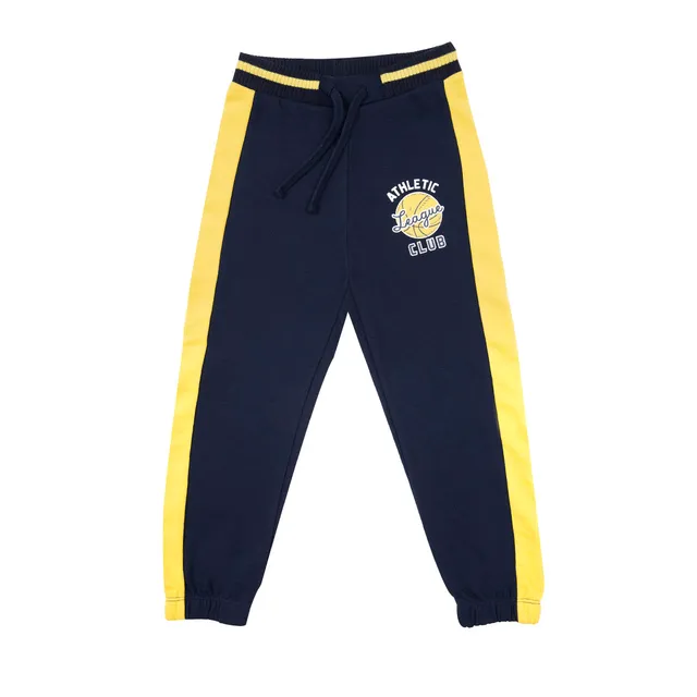 Pantalone felpato bimbo blu giallo stampato