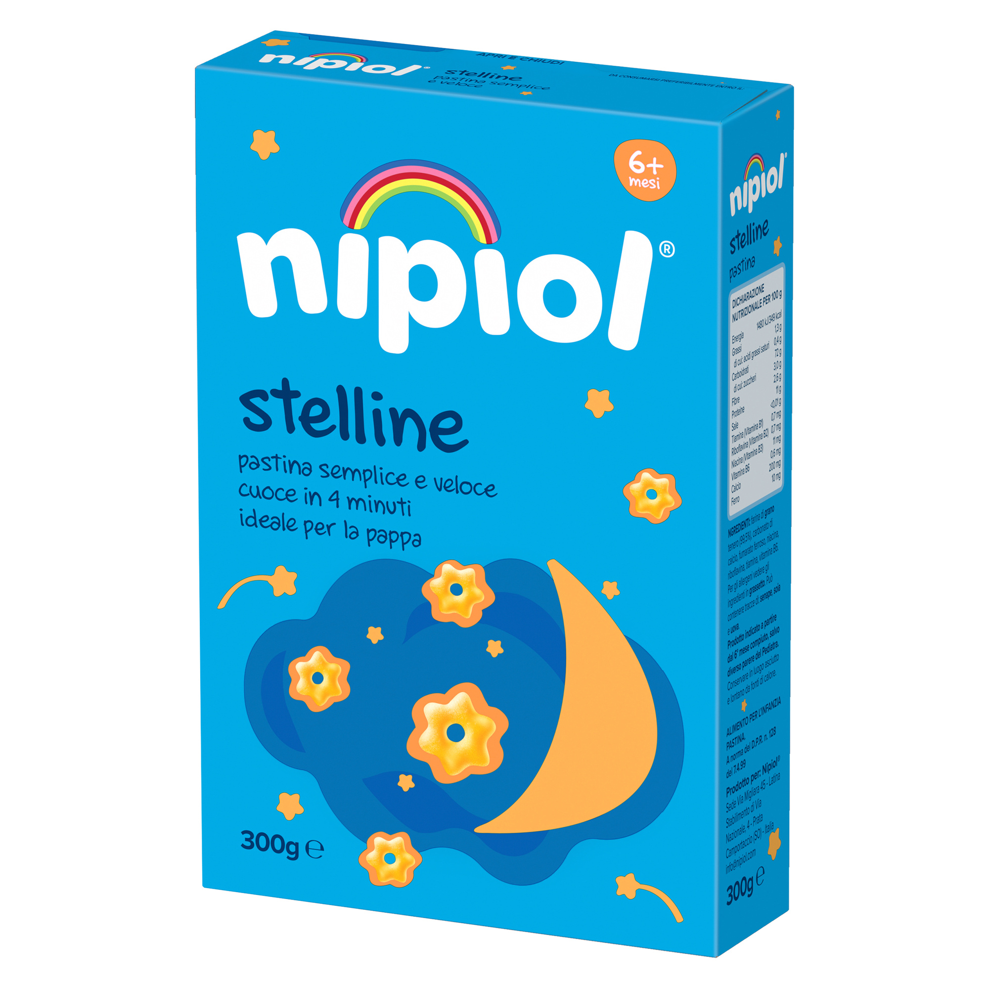 Nipiol Pastina Stelline 6M+ 300g Cottura 4 Minuti