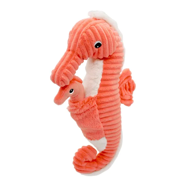 Les Déglingos Ptipotos Papadou peluche cavalluccio corallo 34 cm
