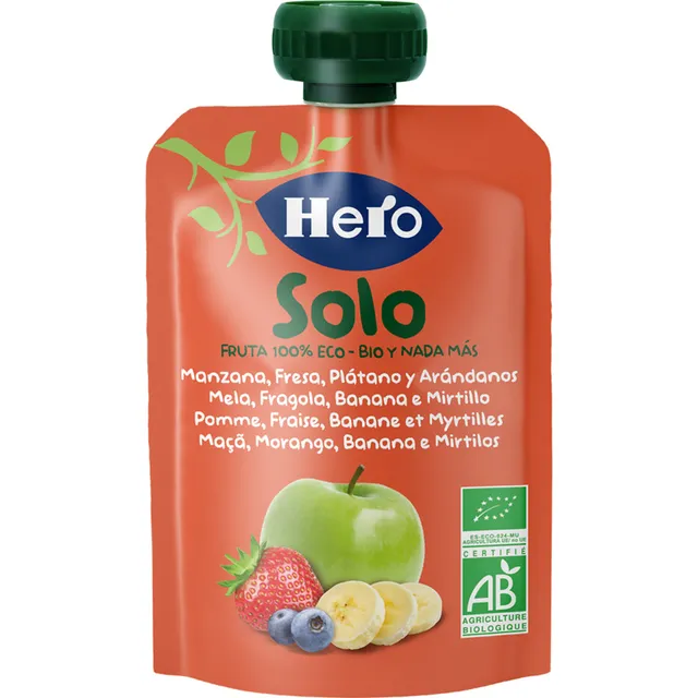 Hero Solo Mela Banana Fragola Mirtilli pouch bio 100g