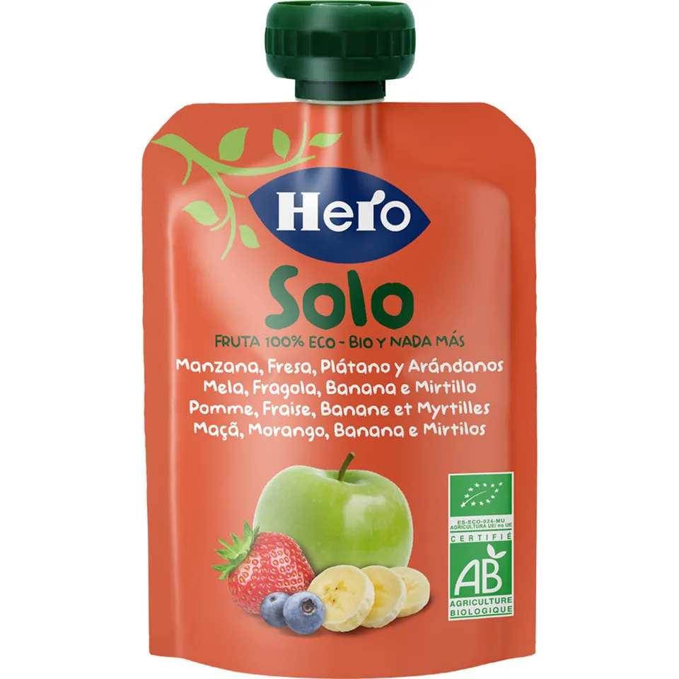 Hero Solo Mela Banana Fragola Mirtilli pouch bio 100g