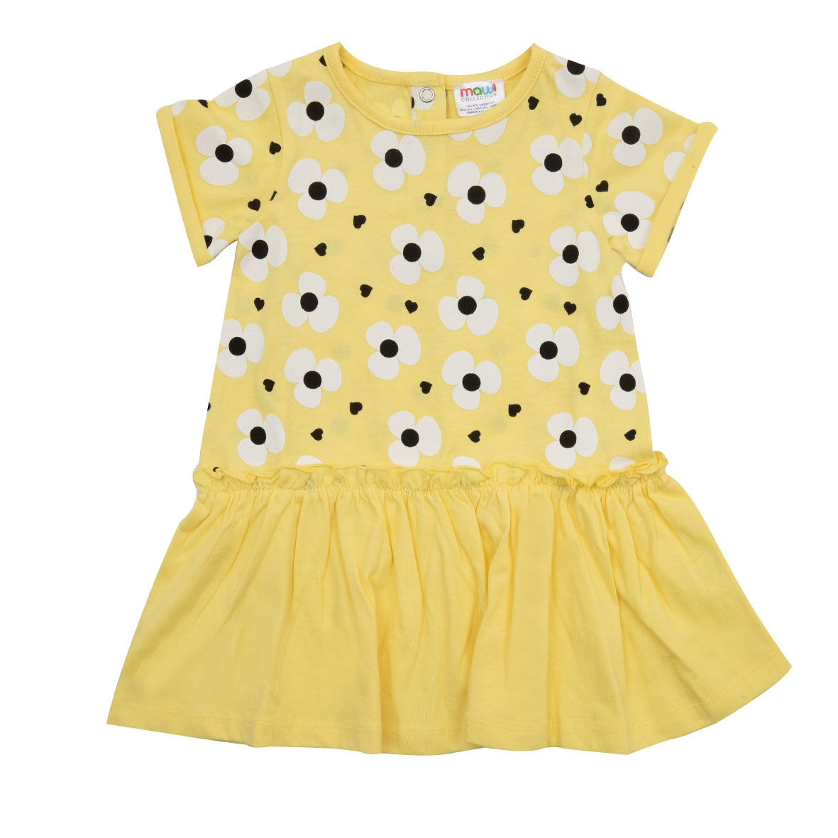 Vestito bimba giallo a fiori mezza manica