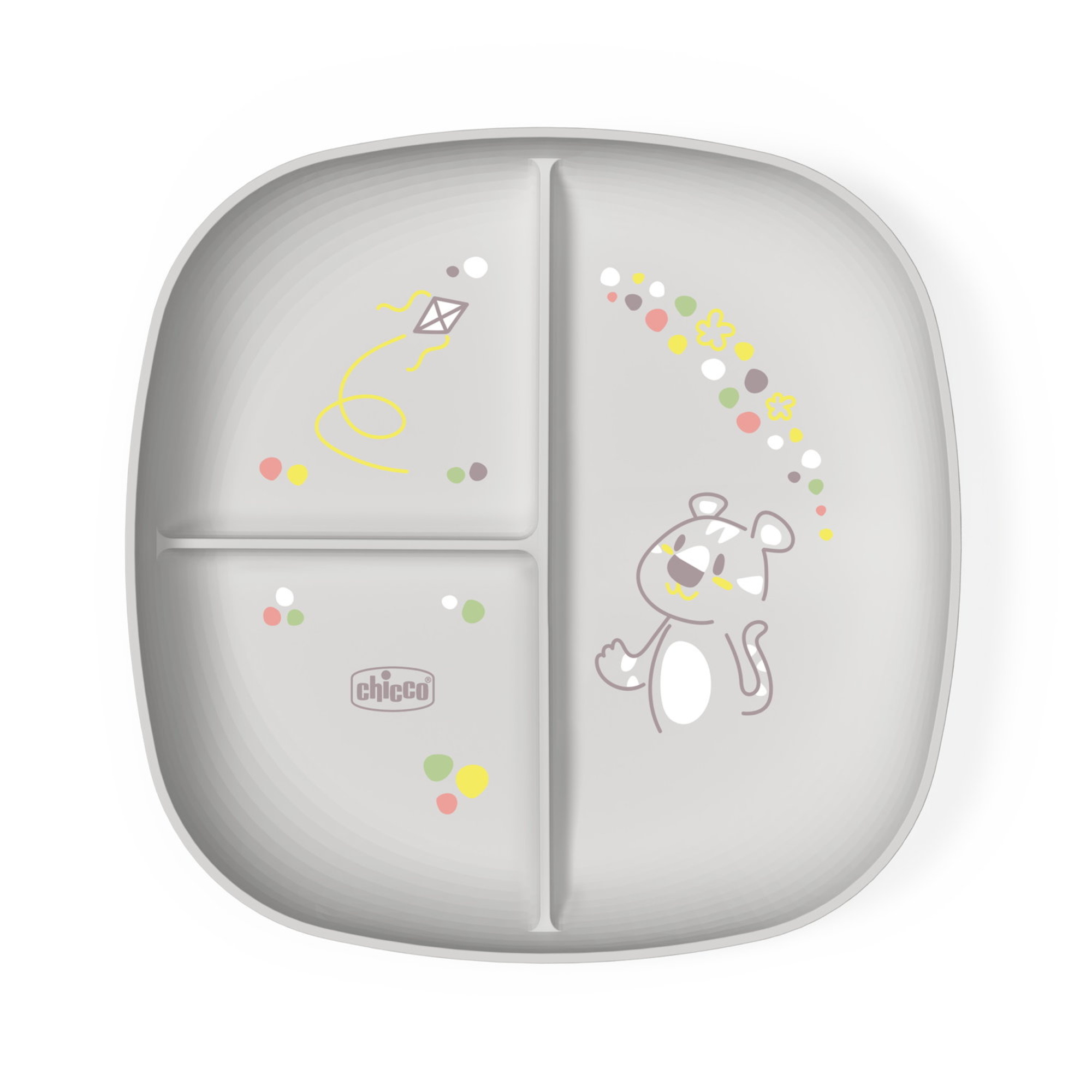 Chicco porzionato 18m+ piatto grigio polipropilene