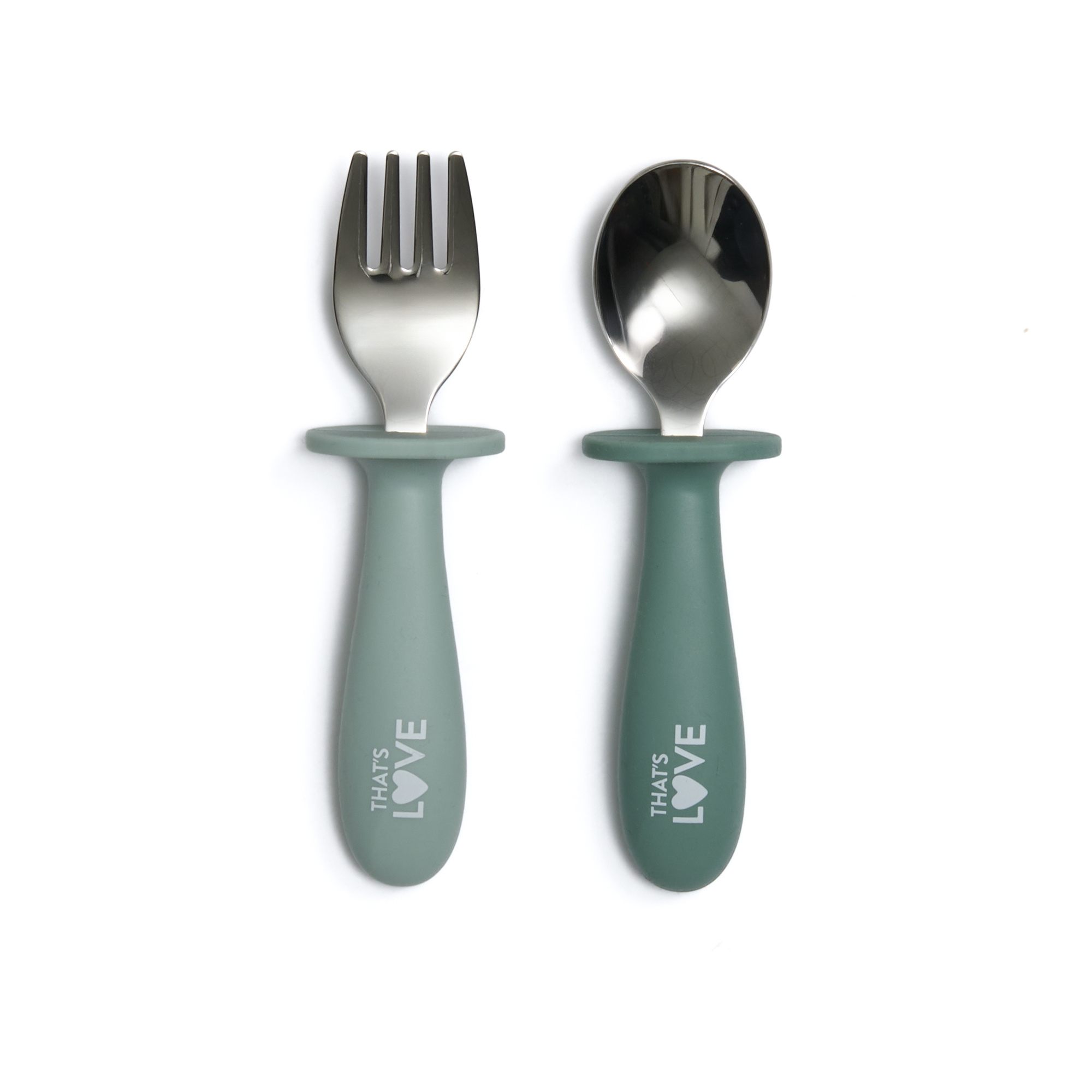 That's Love Green set cucchiaio e forchetta inox 18m+