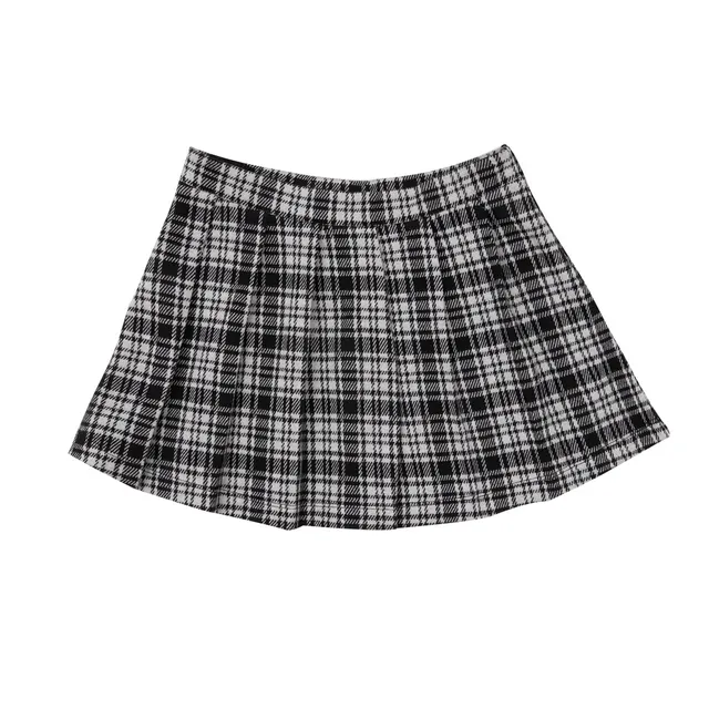 Gonna bambina tartan bianca quadri neri