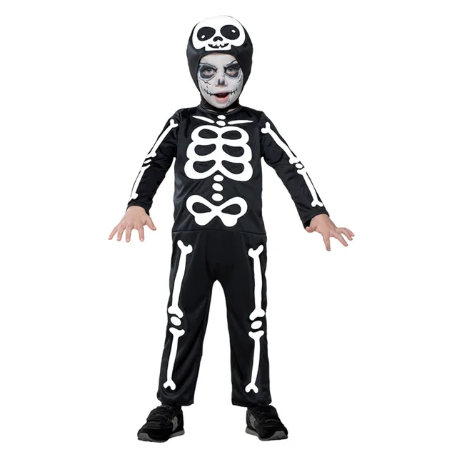 Costume Scheletrina Bimba Halloween Abitino Tulle con Copricapo