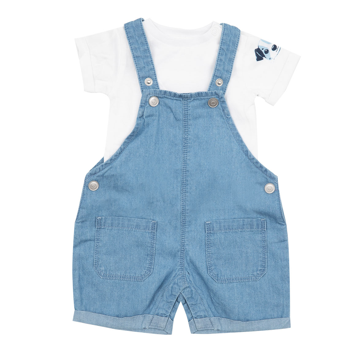 Toys Center Baby completo bimbo body + salopette denim chiaro