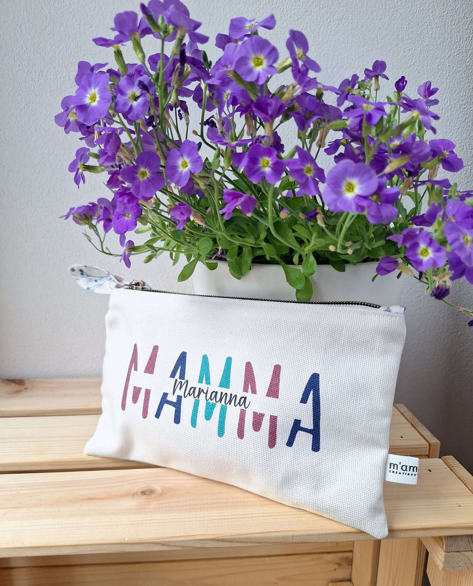 M'Amélie Pochette MAMMA Personalizzabile Cotone Floreale