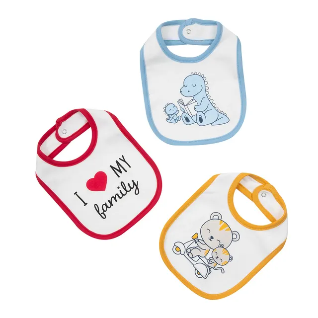 Toys Center Baby Pack 3 Bavaglini Bimbo Bianco Fantasia