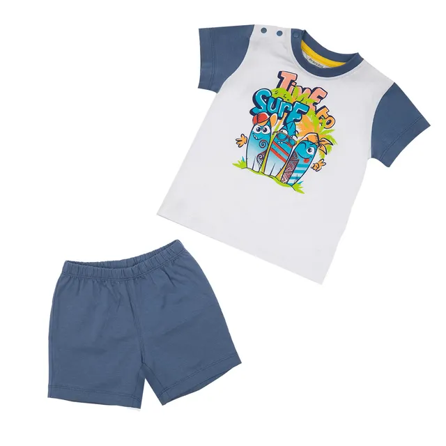 Surf pigiama 2 pezzi jersey bimbo bianco blu