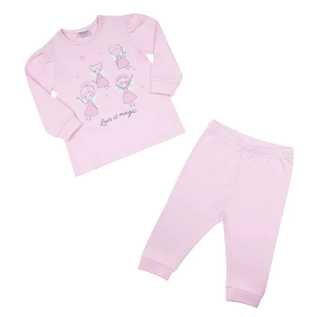 Fatine pigiama due pezzi bimba rosa maniche lunghe
