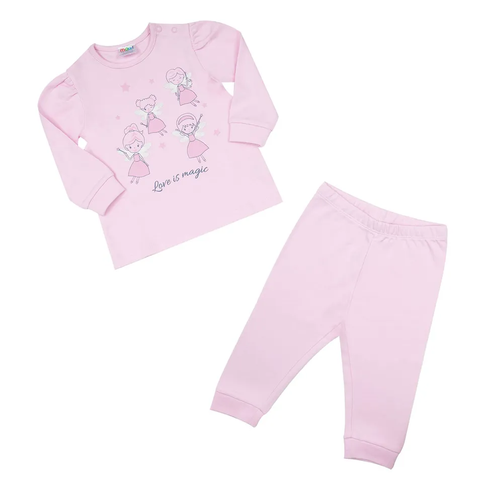 Fatine pigiama due pezzi bimba rosa maniche lunghe