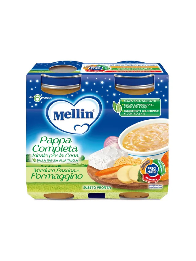 Mellin Cena Completa Formaggino Pastina Pappa 2x200g