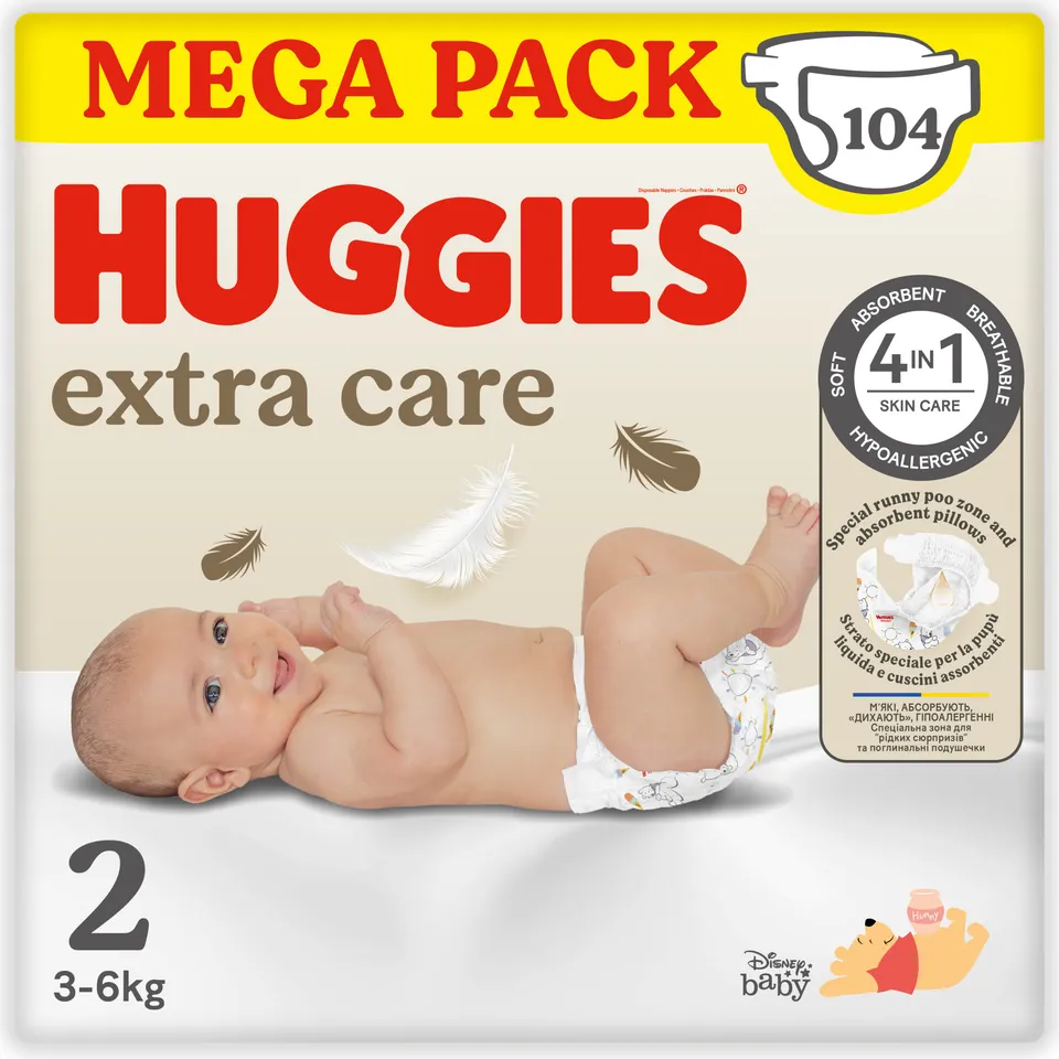 Huggies Extra Care Taglia 2 pannolini 104 pz