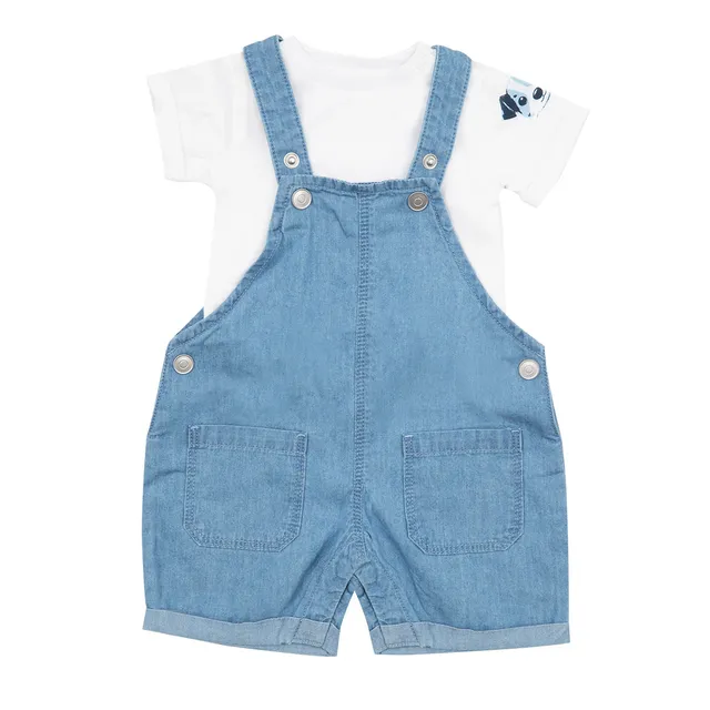 Toys Center Baby completo bimbo body + salopette denim chiaro