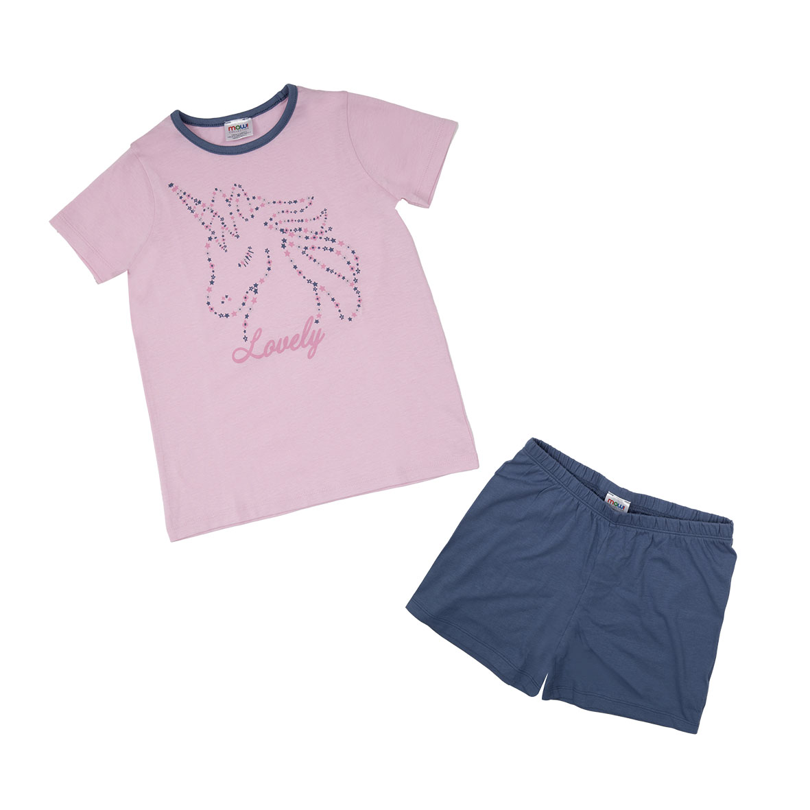 Pigiama bimba due pezzi jersey rosa stampa unicorno