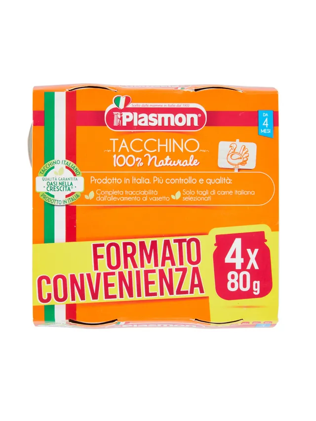 Plasmon omogeneizzato tacchino 4x80g dal 4 mese senza sale