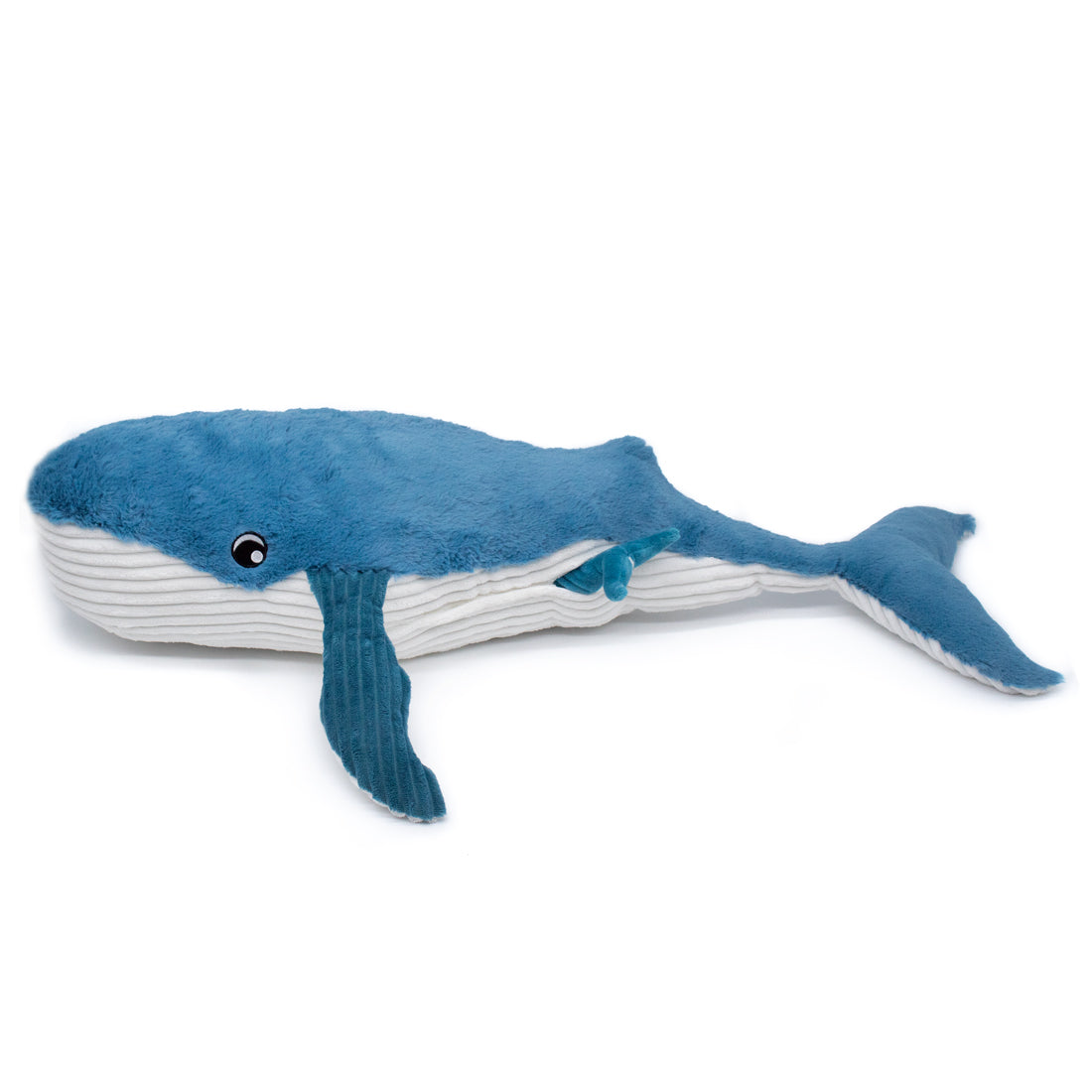 Les Deglingos Ptipotos Gravillou peluche balena mamma bebè blu 75cm