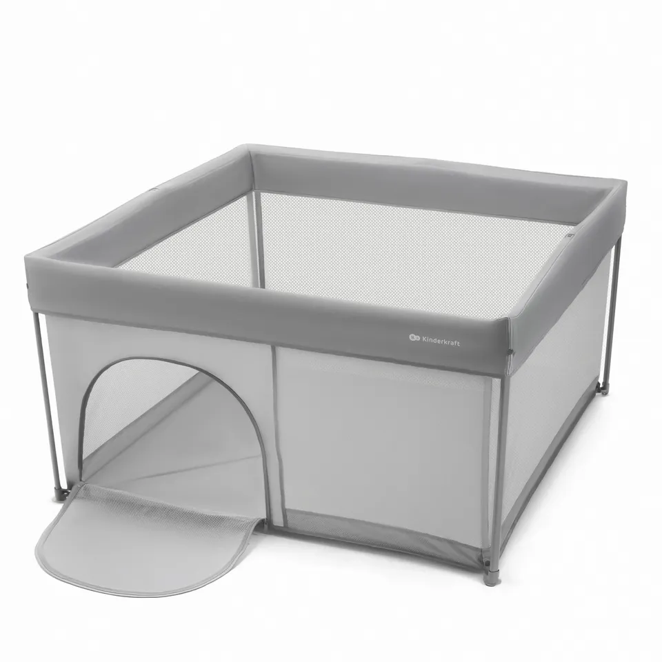Kinderkraft Ziki box bimbi grigio con rete traspirante
