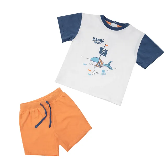 Toys Center Baby set bimbo t-shirt + shorts bianco arancione