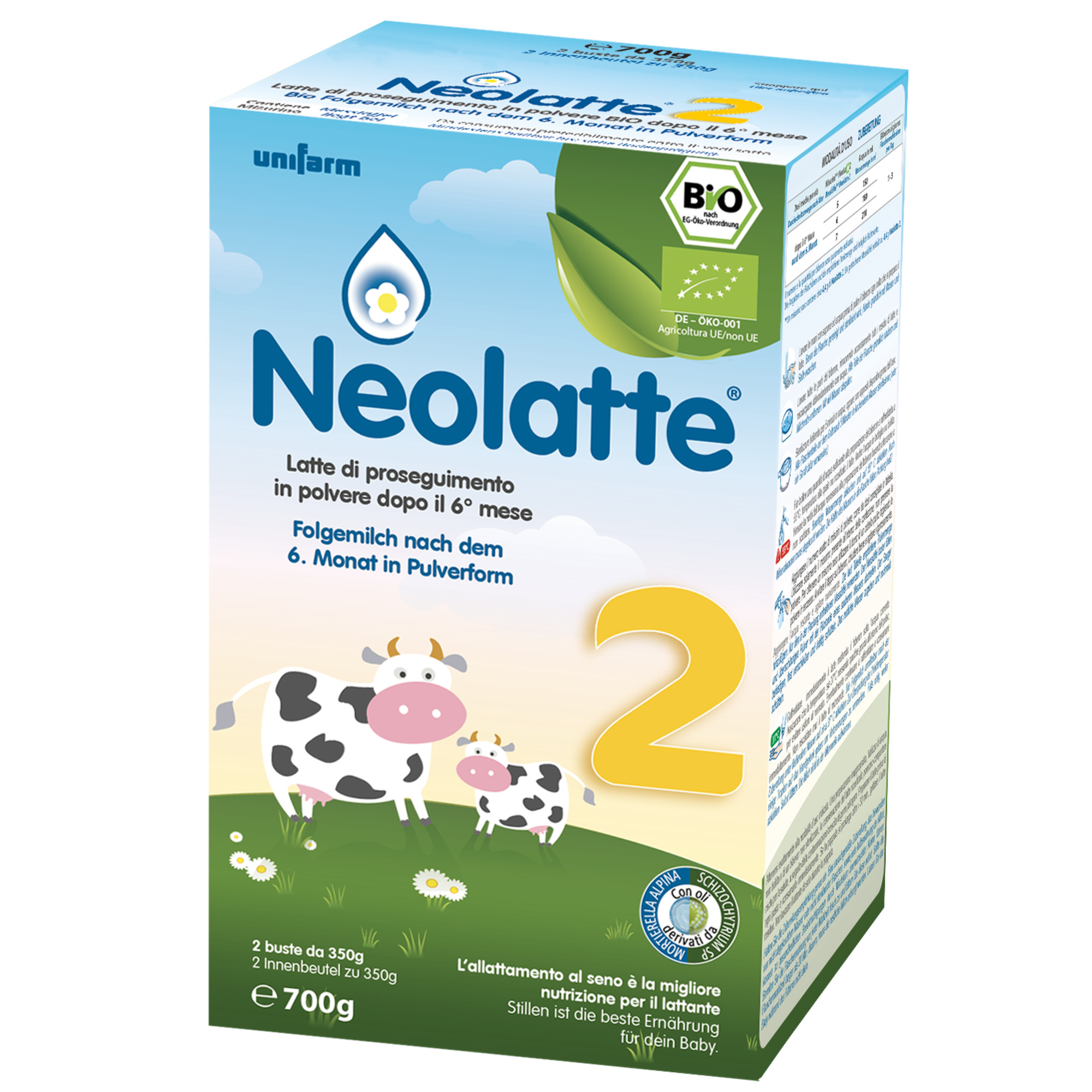 Neolatte 2 Bio Latte di Proseguimento 2x350 g con DHA Alghe