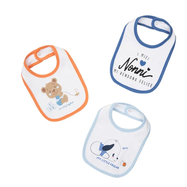 Toys Center Baby bavaglini neonato cotone 3pz bianchi