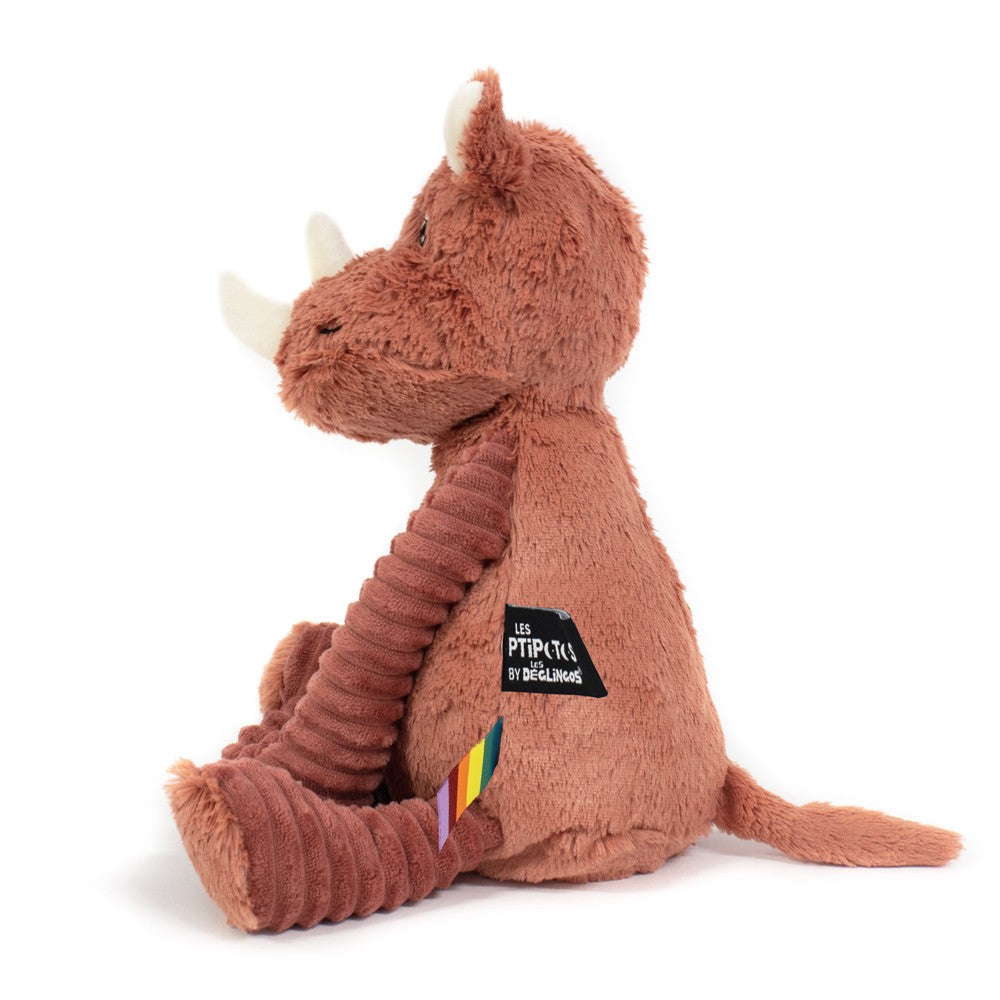 Les Déglingos Ptipotos Grobisou peluche rinoceronte 35 cm