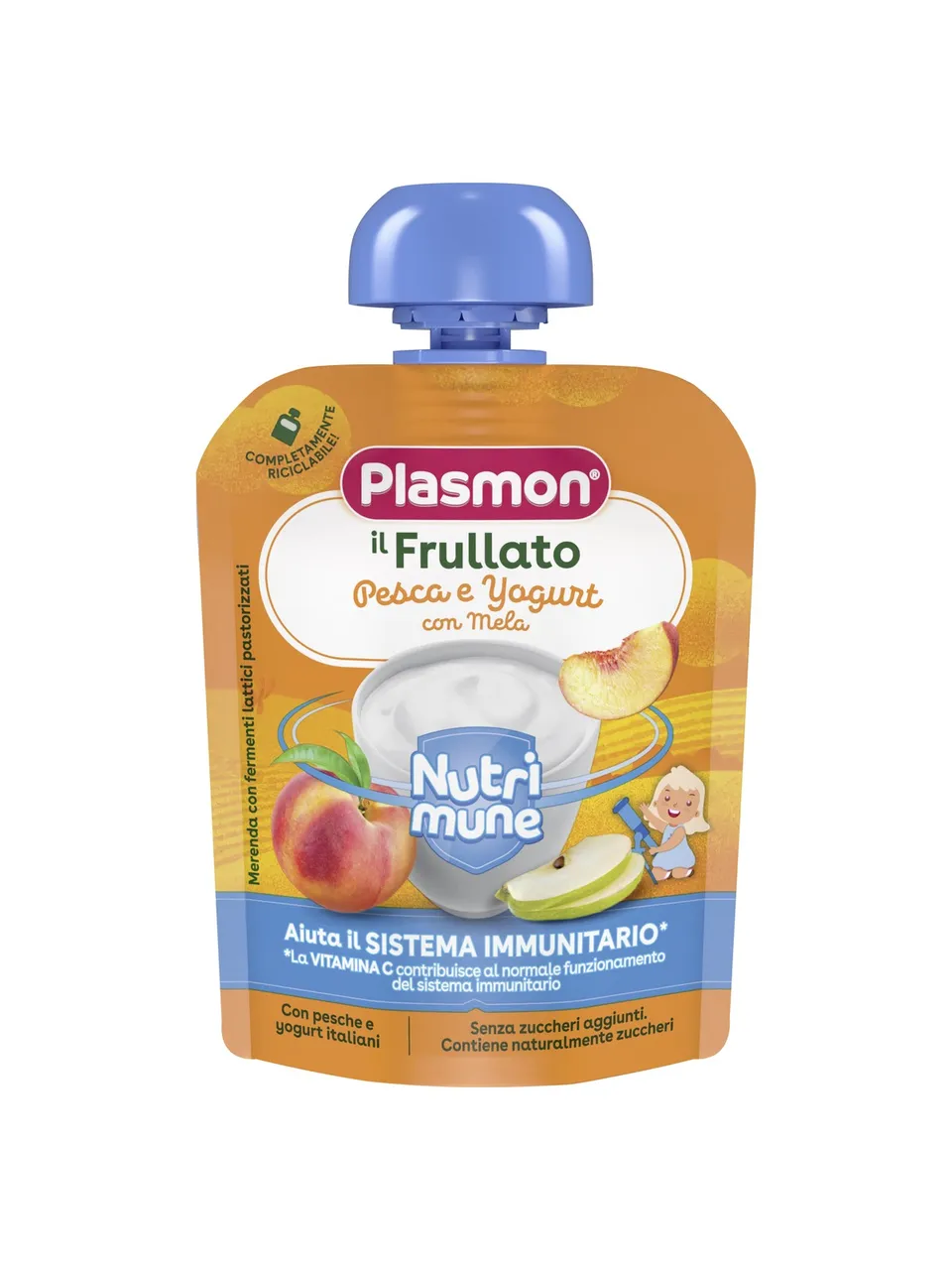Plasmon Frullato pouch pesca yogurt mela 85 g 6 mesi