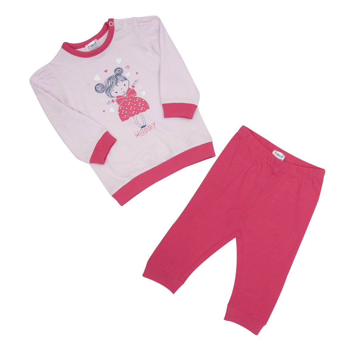 Mawi pigiama bimba Happy maniche lunghe fucsia