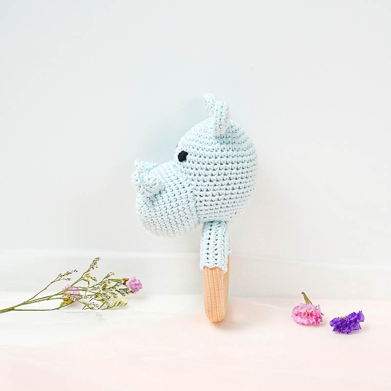 Piccoli Toys Ettore Sonaglio Uncinetto Ippopotamo in Cotone