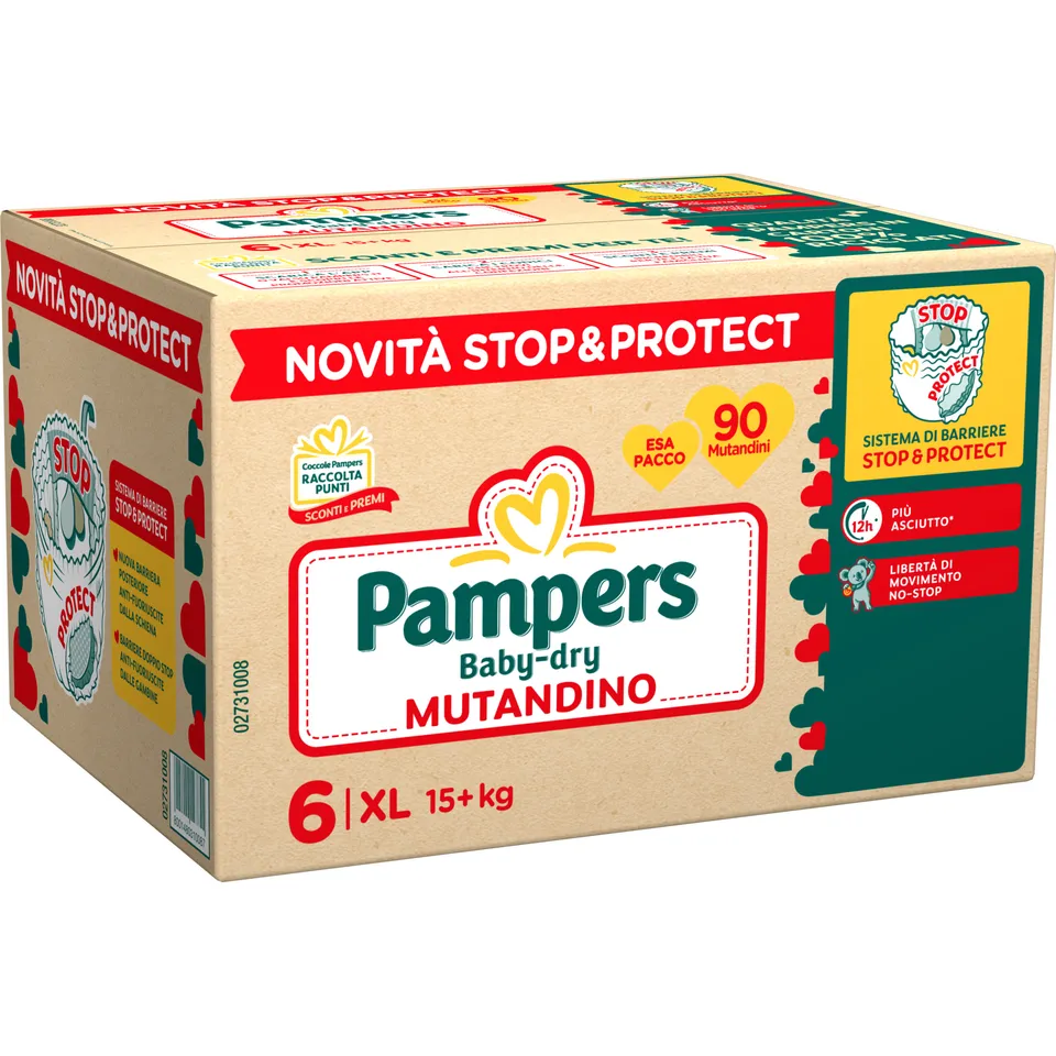 Pampers Baby-Dry pannolini mutandina taglia 6 90 pz 15+ kg