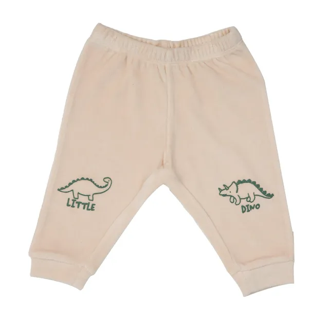 Mawi pantaloni ciniglia bimbo beige stampa dinosauri