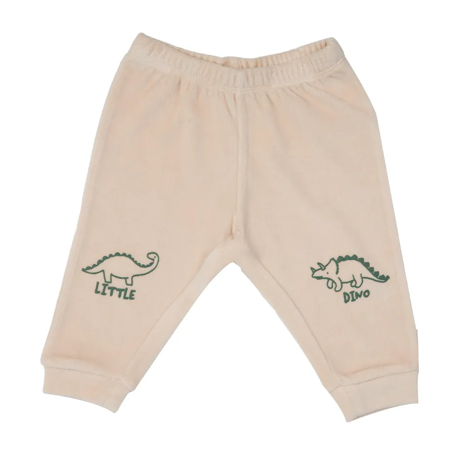 Mawi pantaloni ciniglia bimbo beige stampa dinosauri
