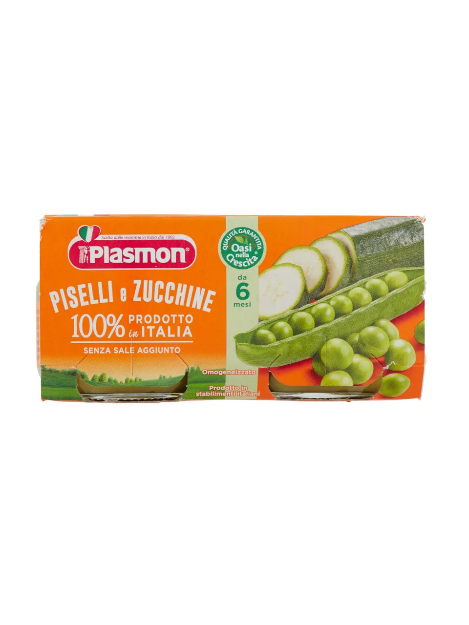 Plasmon Omogeneizzato Piselli e Zucchine 2x80g dal 6 Mese