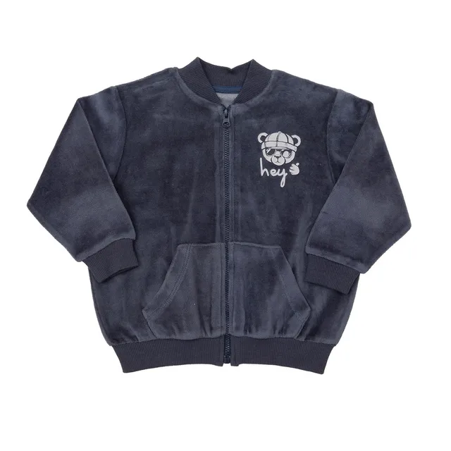 Mawi cardigan bambino ciniglia tasca orsetto con zip