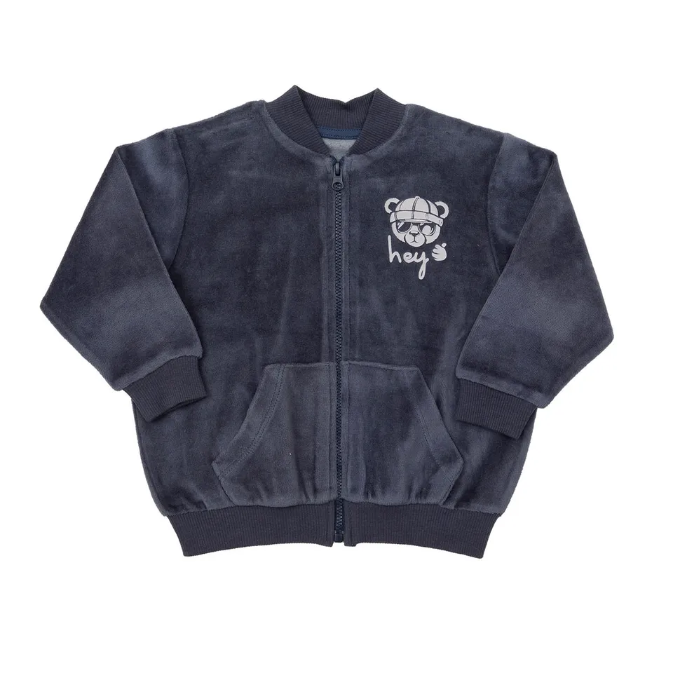 Mawi cardigan bambino ciniglia tasca orsetto con zip