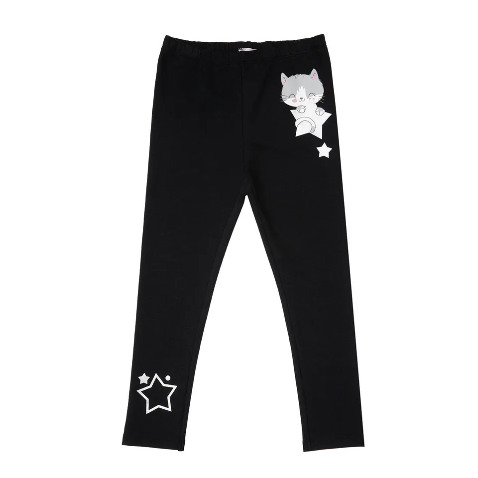 Mawi Legging Felpina Stretch Bimba Nero Gattina