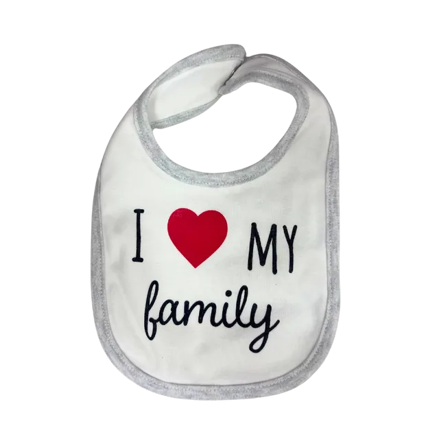 Mawi I Love My Family Bavaglino Cotone Bianco