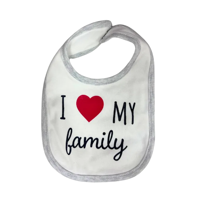 Mawi I Love My Family Bavaglino Cotone Bianco
