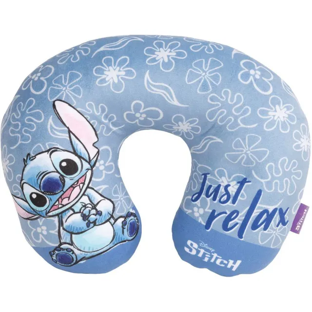 Stitch cuscino viaggio cervicale bimbo azzurro tessuto