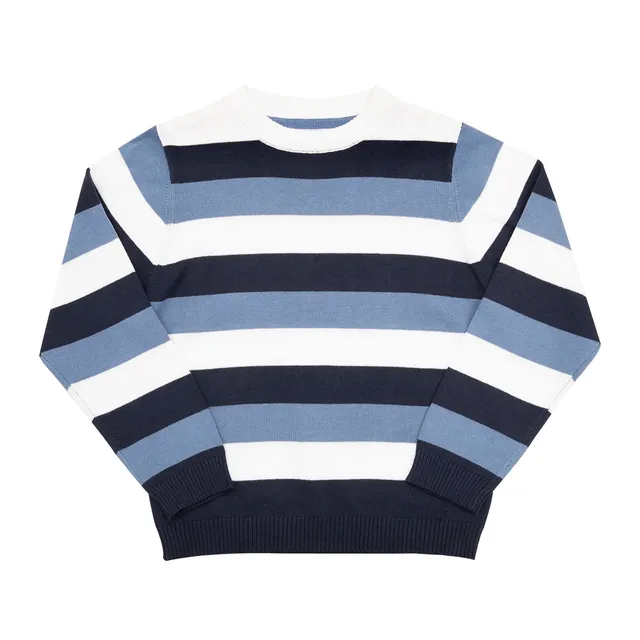 Maglia Cotone Bimbo blu rigata maglioncino girocollo