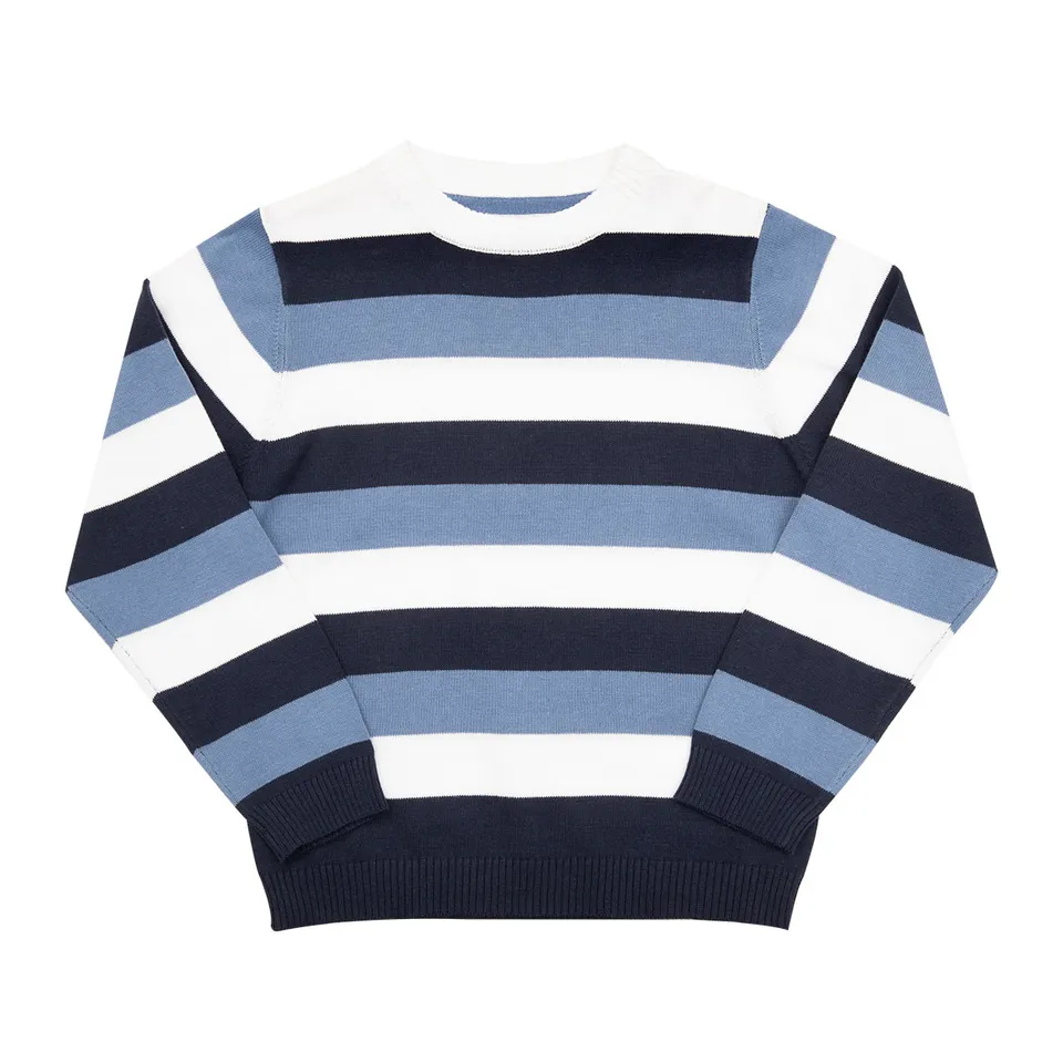 Maglia Cotone Bimbo blu rigata maglioncino girocollo