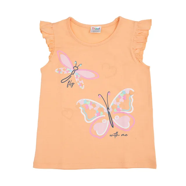 Canottiera jersey bambina pesca stampa farfalle