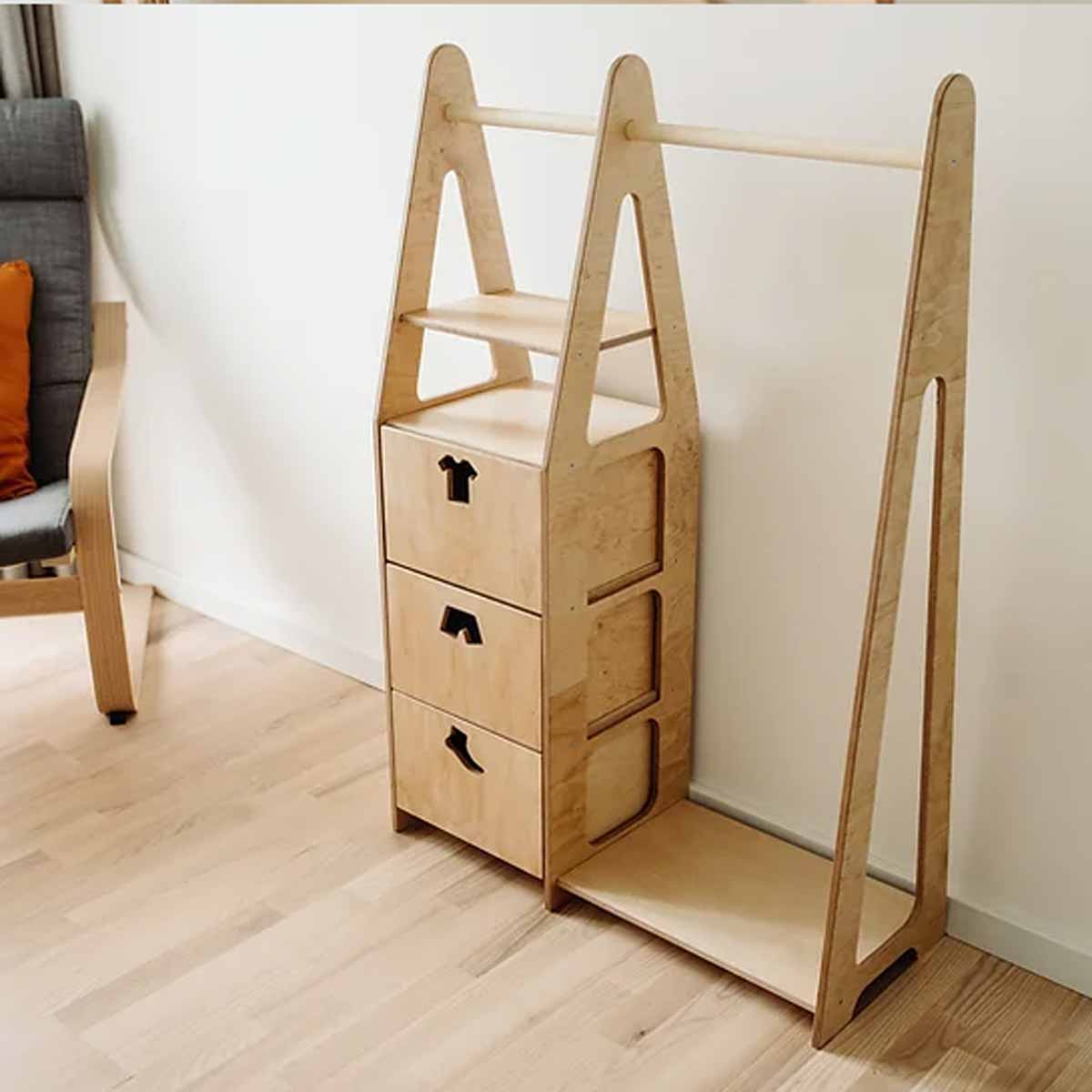 The Dida armadio Montessori con cassetti in betulla