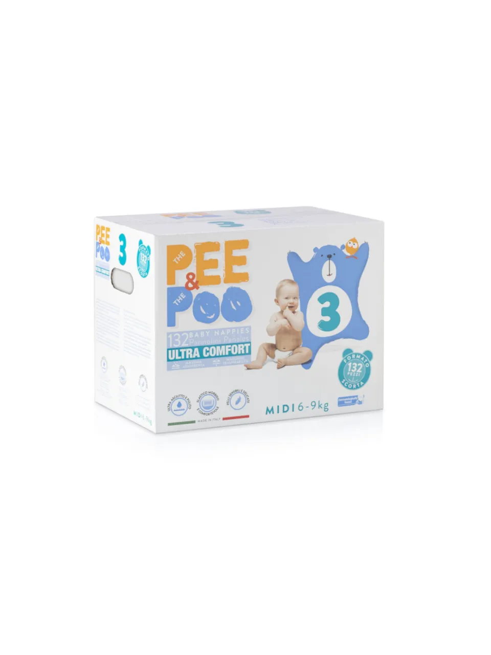 Pee & Poo Jumbo Midi taglia 3 pannolini 132 pz cotone