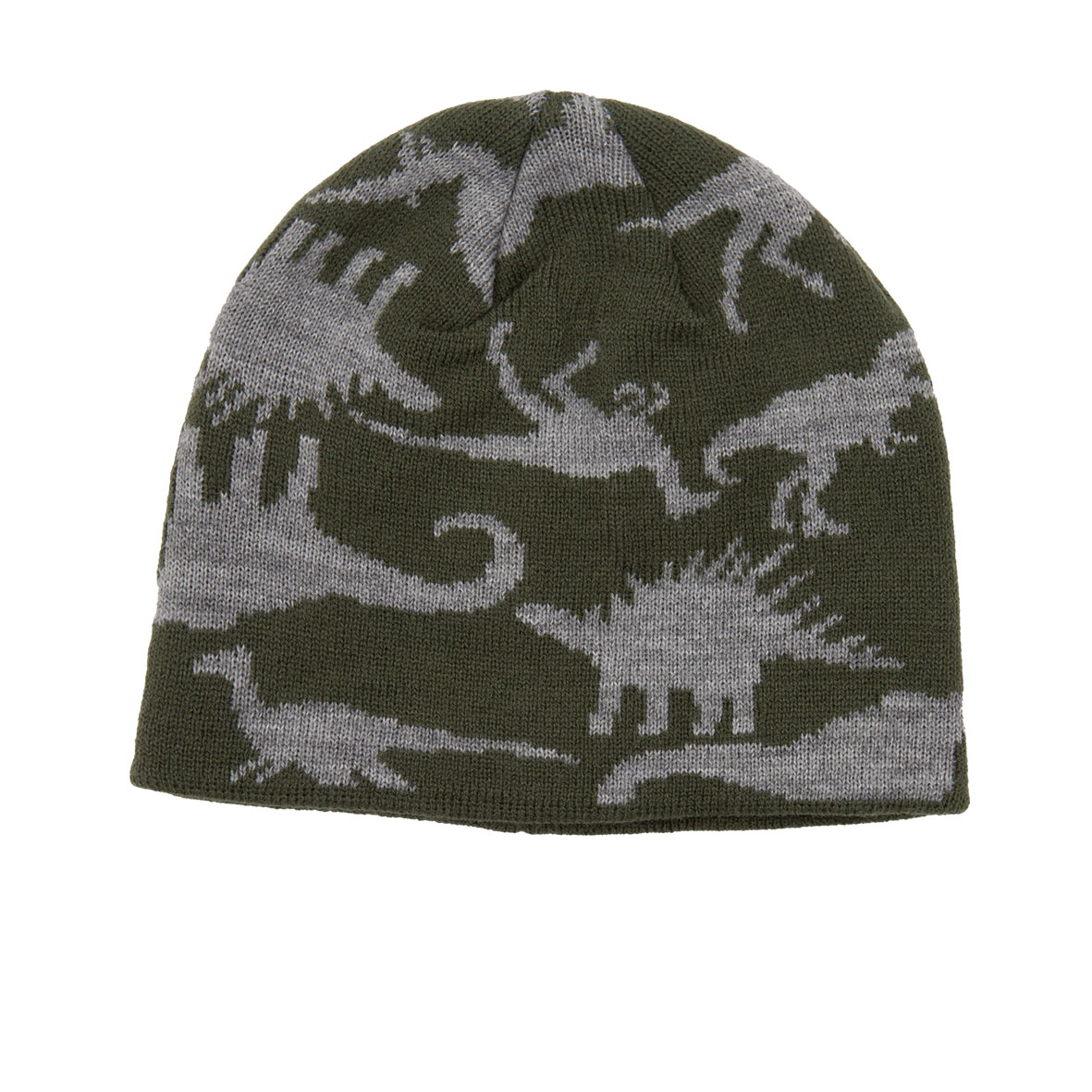 Mawi cuffia tricot kid verde dinosauri jacquard