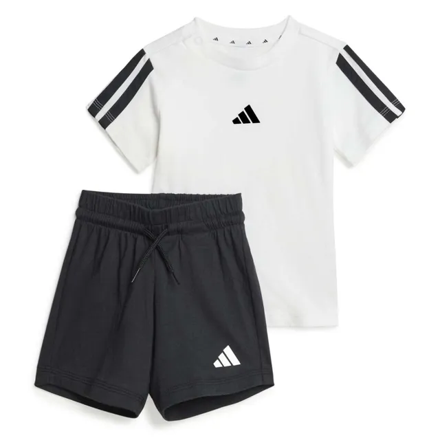 Adidas completo sportivo bambino t-shirt shorts nero bianco