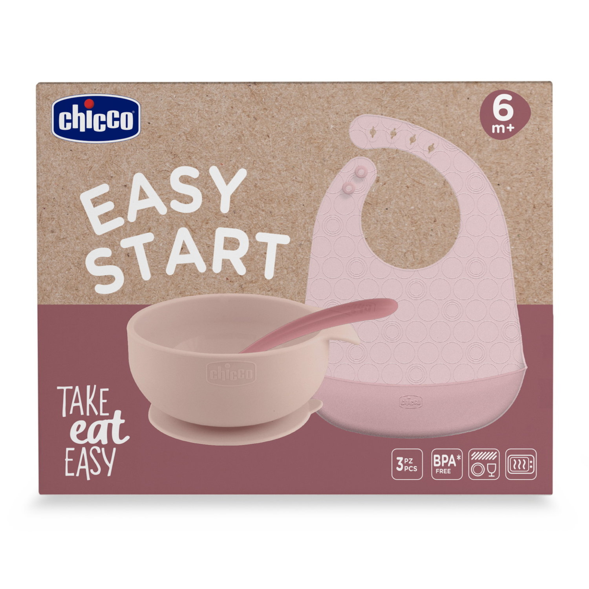 Chicco set pappa silicone rosa 6m+